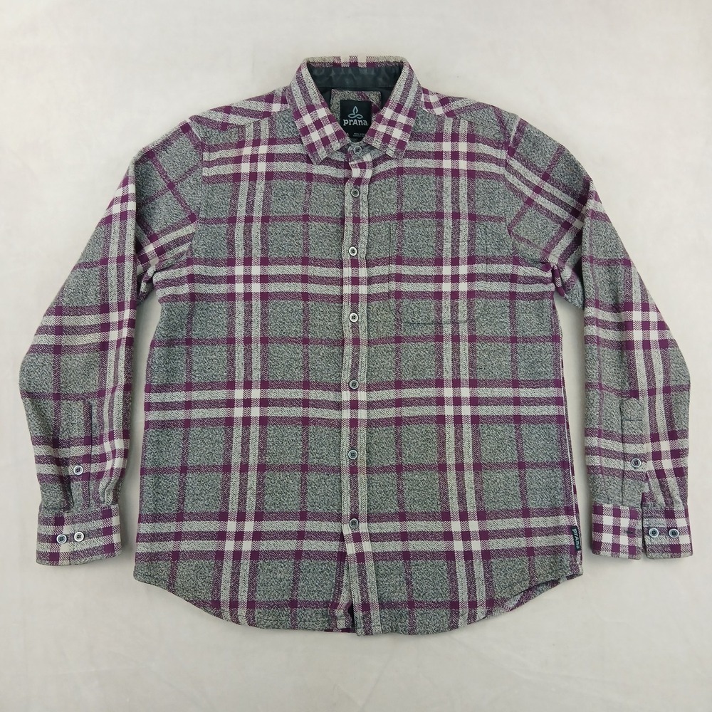 Prana Small Mens Shirt Flannel 21x26 Button Up Long Sleeve‎